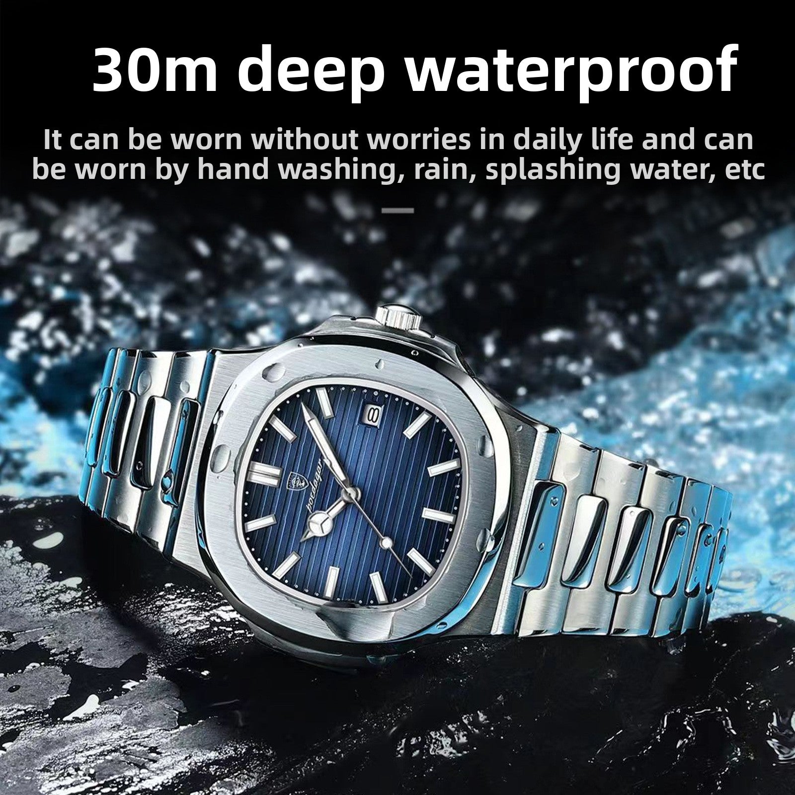 Ultra-Thin Waterproof Men's Quartz Watch with Stainless Steel Strap