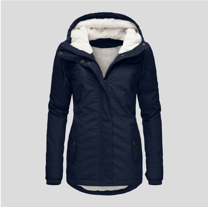 Thickened Hooded Cotton Jacket for Women