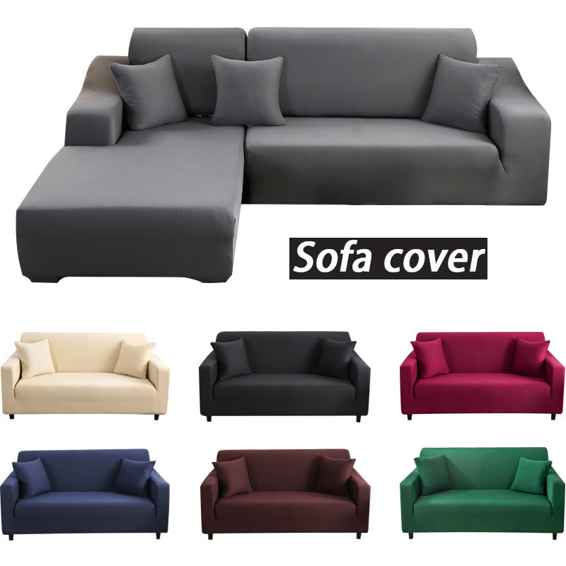 Elastic solid color sofa cover full coverage dust protection
