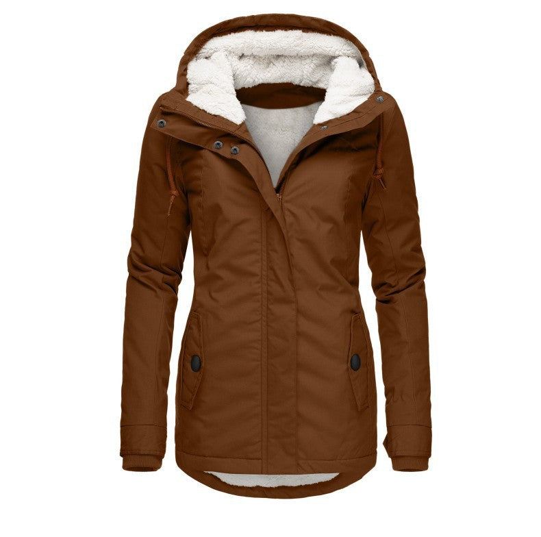 Thickened Hooded Cotton Jacket for Women