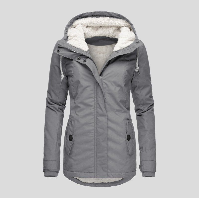 Thickened Hooded Cotton Jacket for Women