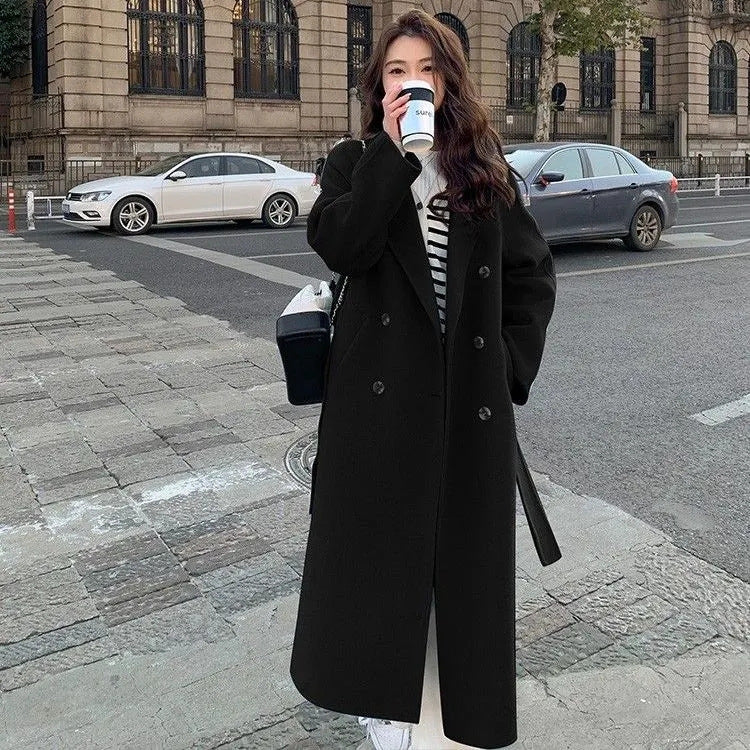 Women's Loose Mid-Length Woolen Coat